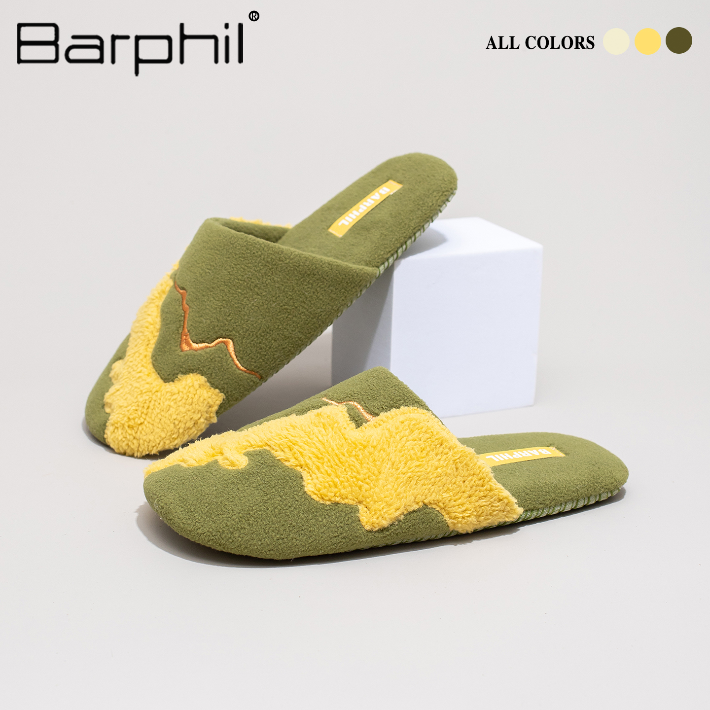 Barphil拖鞋女室内家居2025秋冬新款包头棉拖鞋静音时尚设计软底