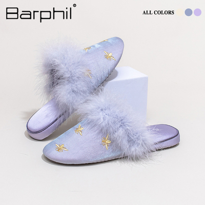 Barphil拖鞋女2026新款秋冬室内家居毛毛高级感静音软底保暖棉拖