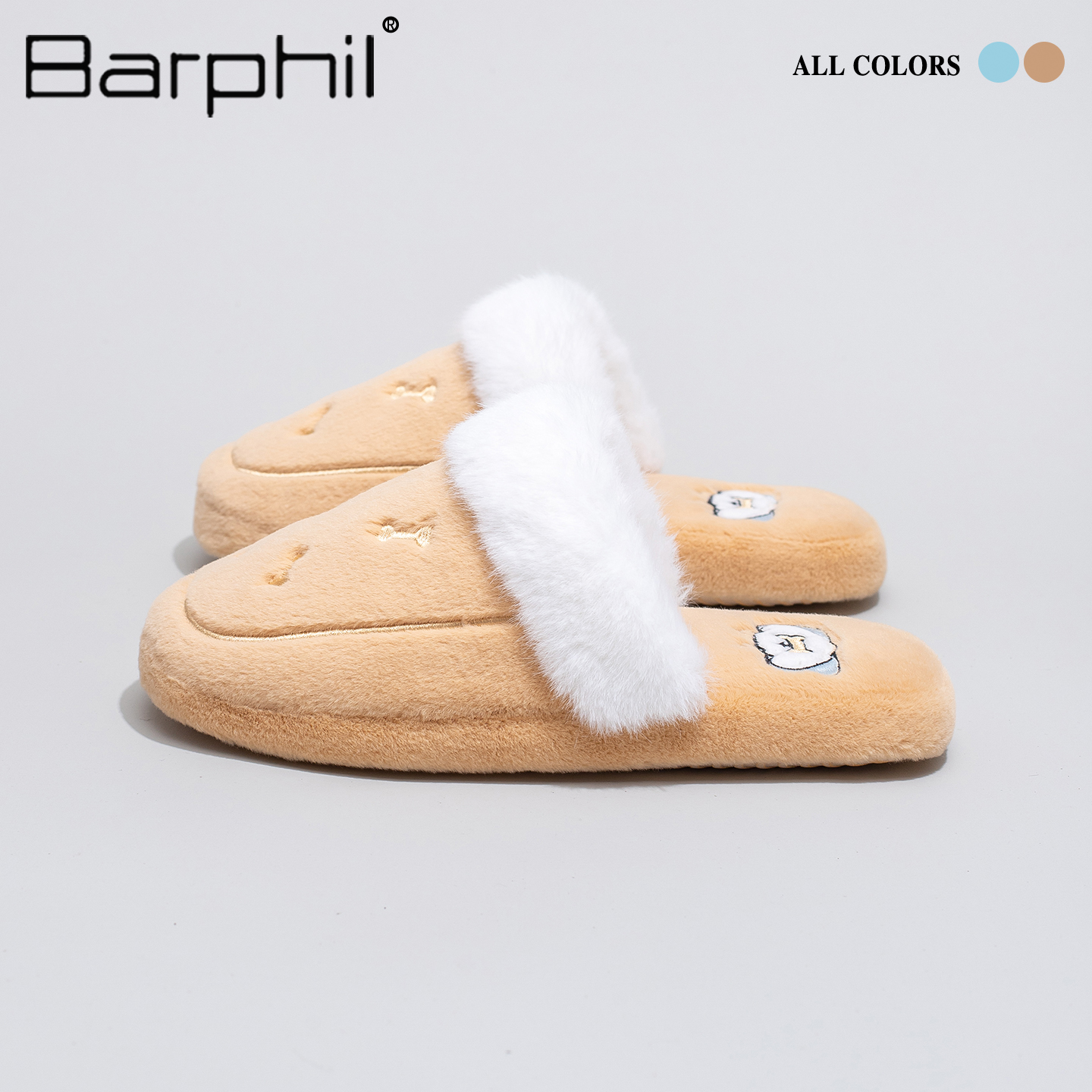 Barphil棉拖鞋女室内家居2025秋冬新款包头毛绒保暖可爱卡通小狗