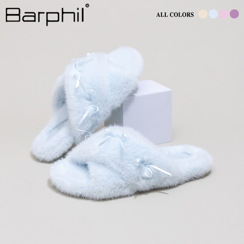 Barphil拖鞋女款2026新款春秋室内家居毛绒甜美毛毛棉拖鞋可外穿