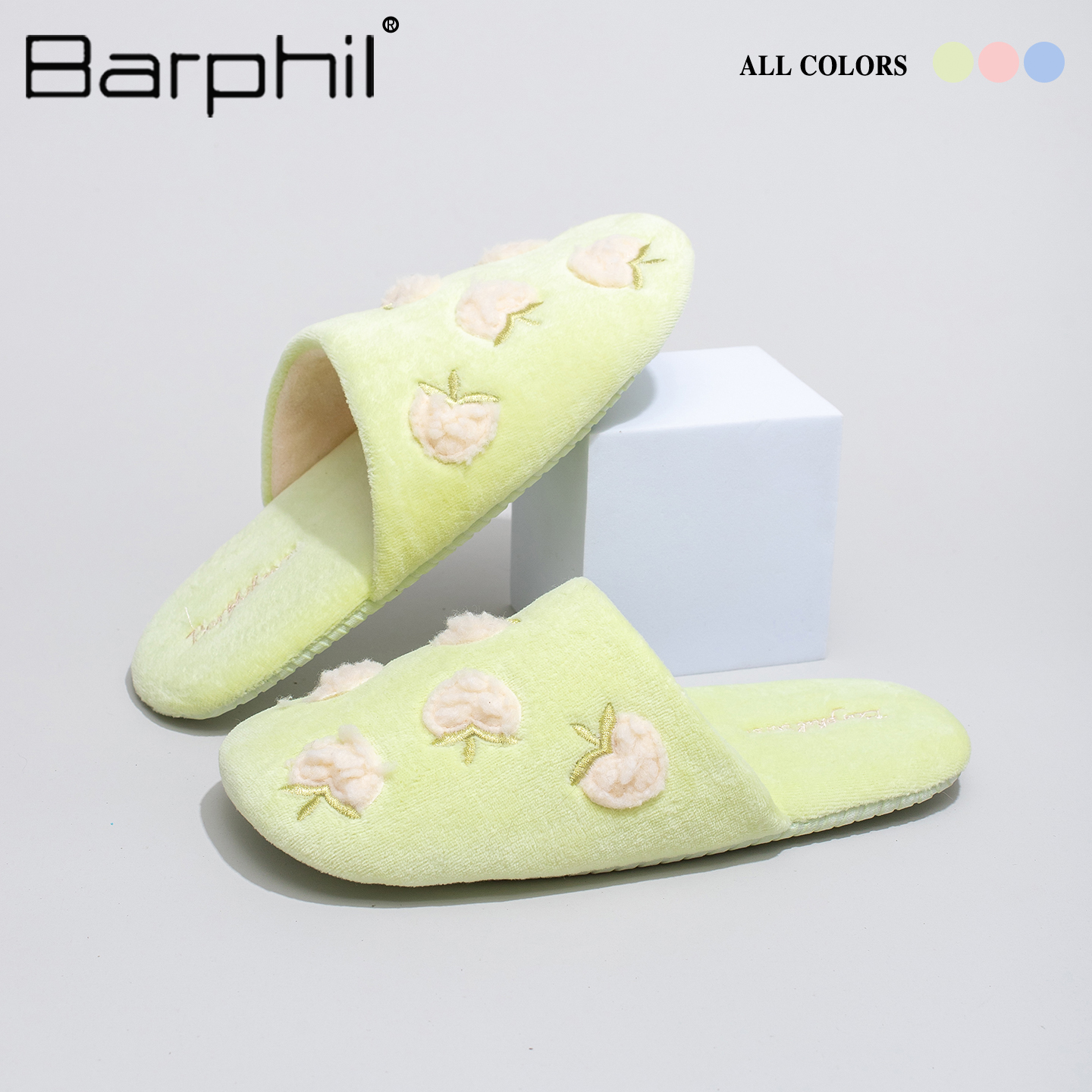 Barphil拖鞋室内家居2025年秋冬新款静音保暖可爱木地板棉拖鞋女