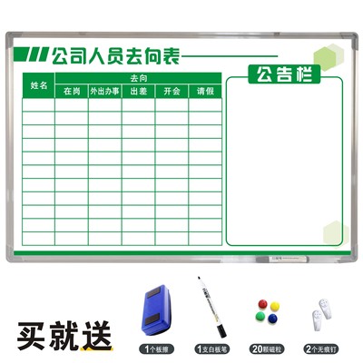 人员去向牌轮值状态考勤一览工作表告知动态排班表公示牌磁性易擦