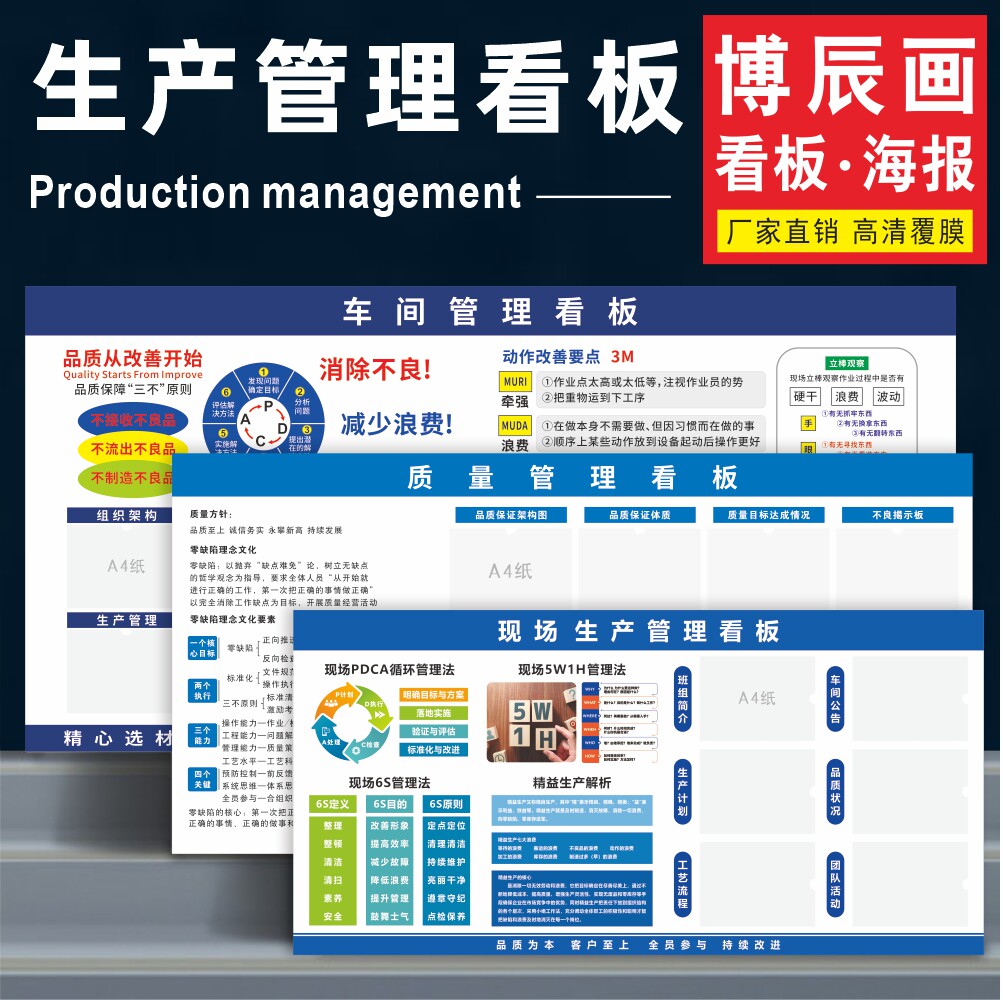 公司车间生产质量亚克力卡槽看板