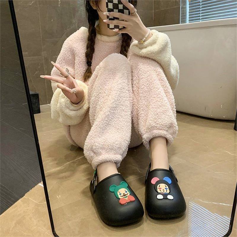 可拆洗棉拖鞋女可爱卡通毛绒小狗居家学生防滑外穿厚底室内包头