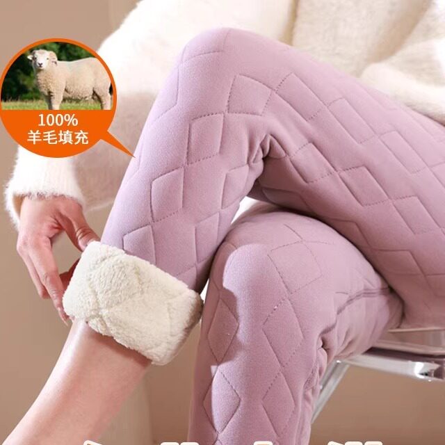 加绒保暖棉裤女冬季内穿加厚羊绒东北学生防寒超厚羊羔绒打底裤冬