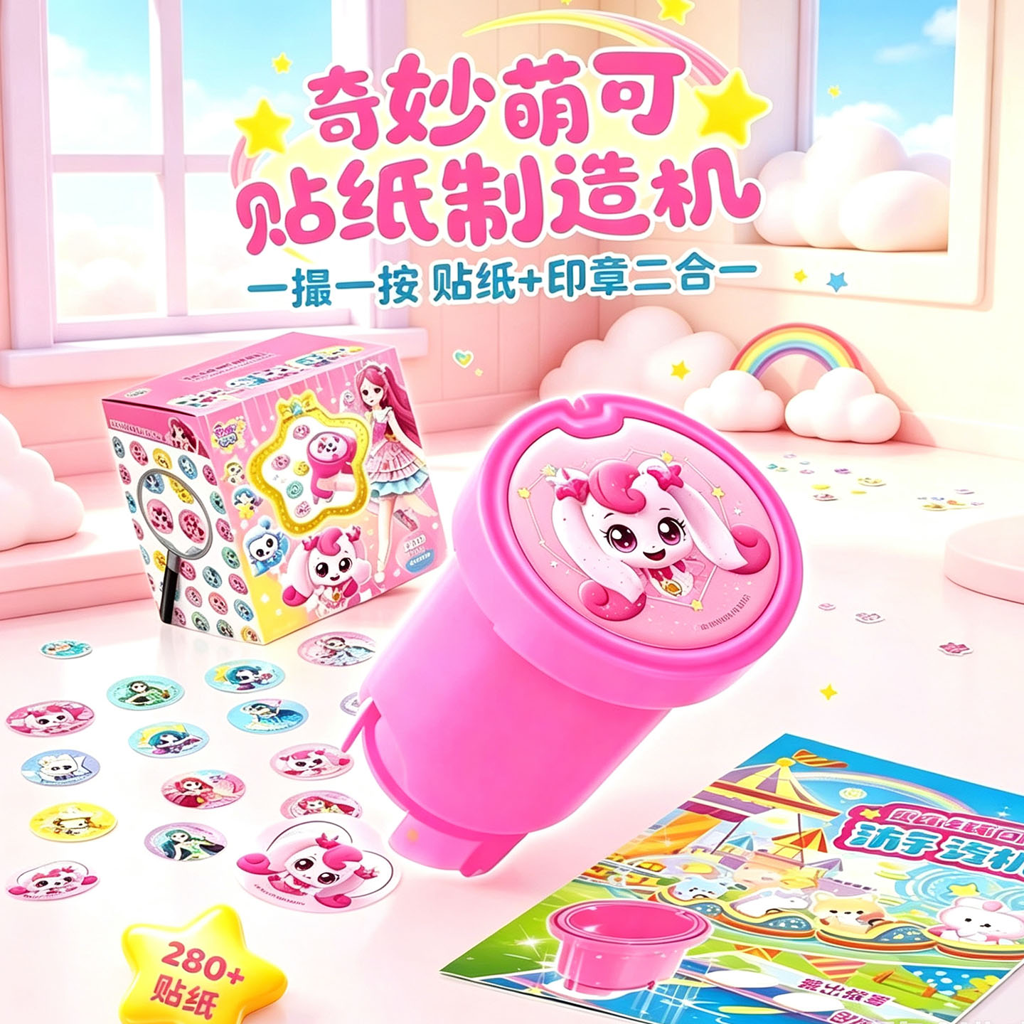 奇妙萌可闪耀流星魔法印章贴纸机