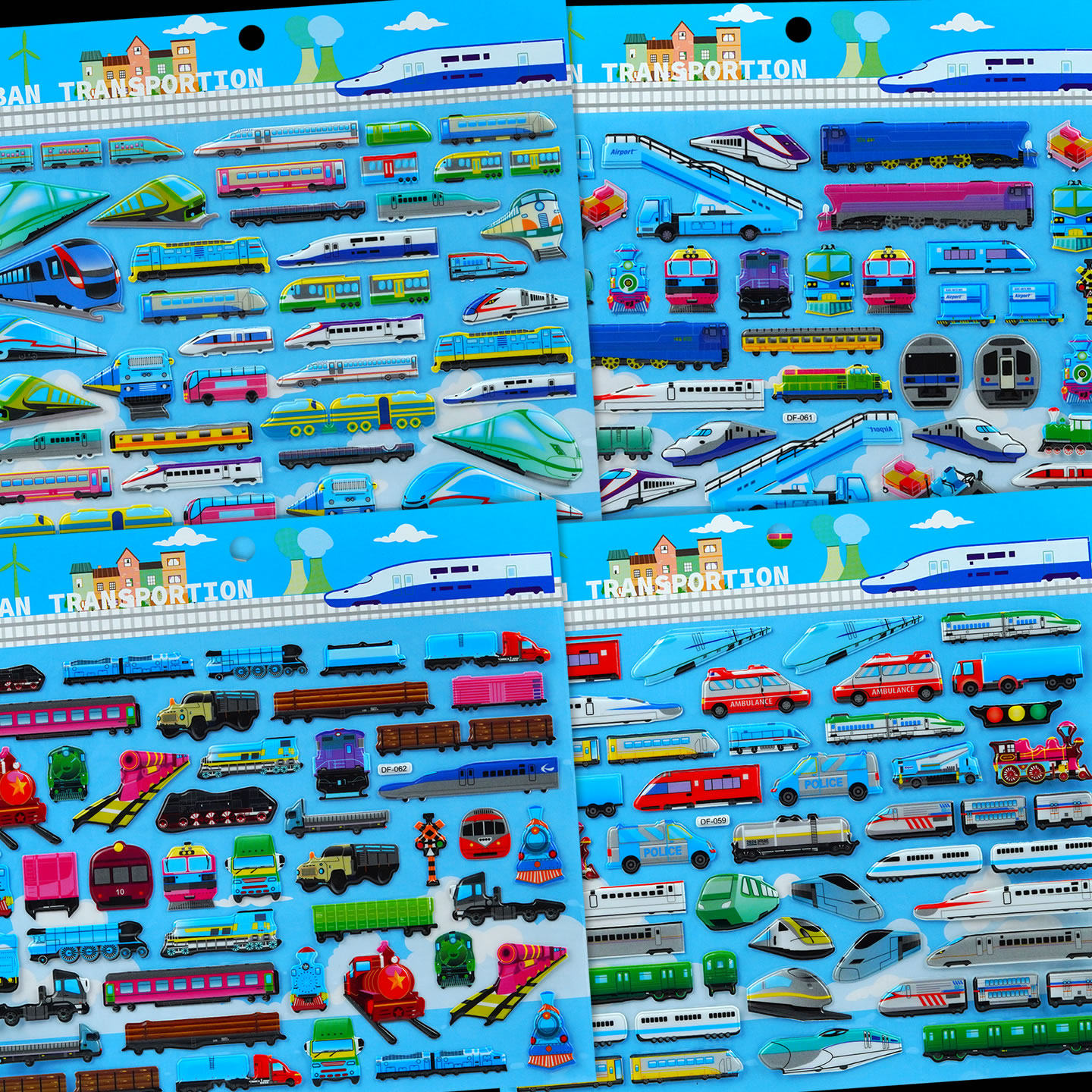 大张火车新干线高铁立体泡泡贴纸