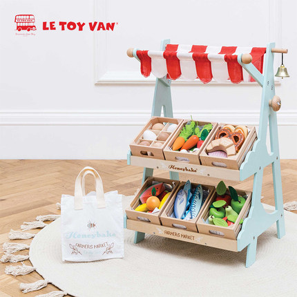 英国Le Toy Van小蜜蜂超市过家家玩具女孩木质仿真套装毛绒收纳