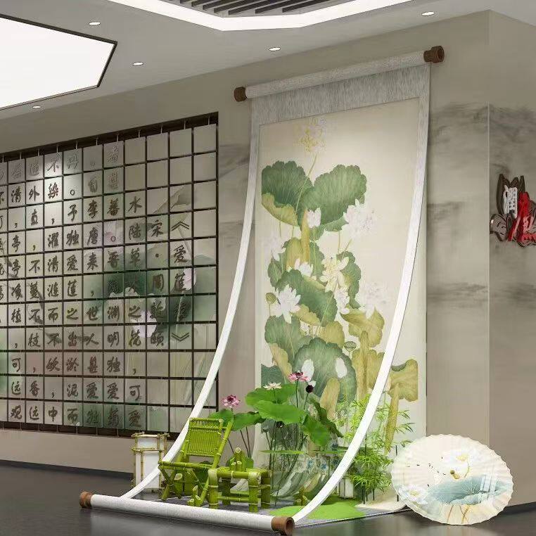 户外中式卷轴挂饰美陈景区商业街网红打卡古风开业背景布置道具