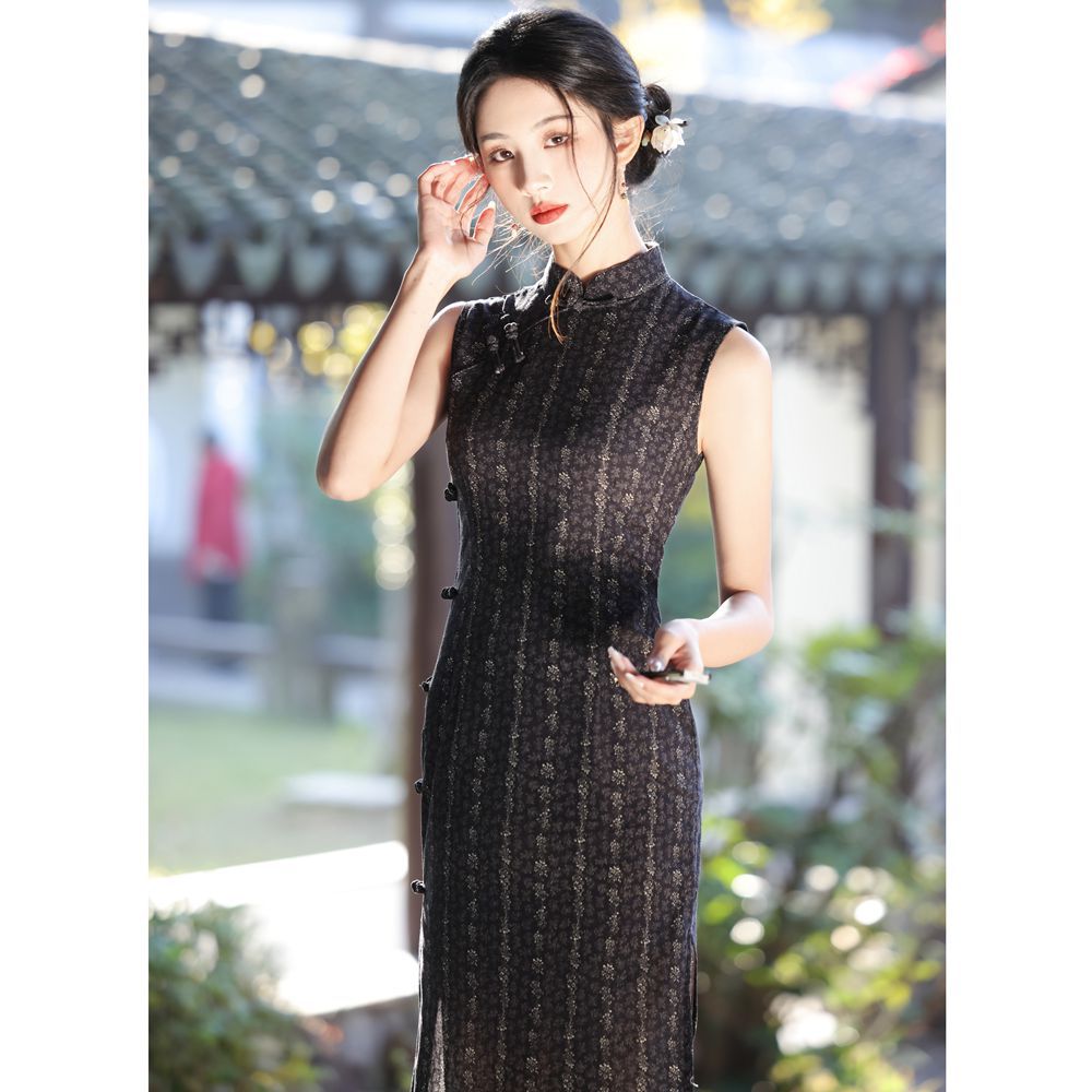 少女无袖棉旗袍 高级感民国旗袍长款改良连衣裙6501