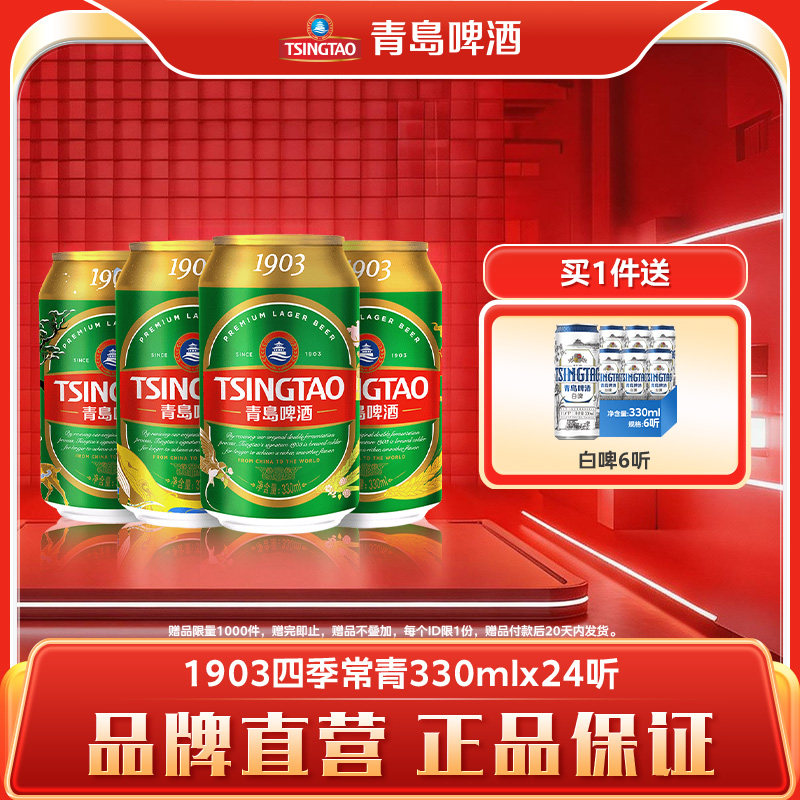 青岛啤酒经典1903系列精心慢酿330ml*24听（四季常青）