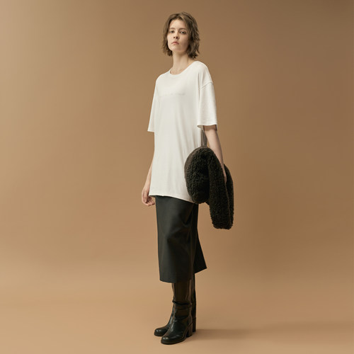 白弓复合精纺羊毛極简设计感中长款半身裙西装半裙2025新款57702