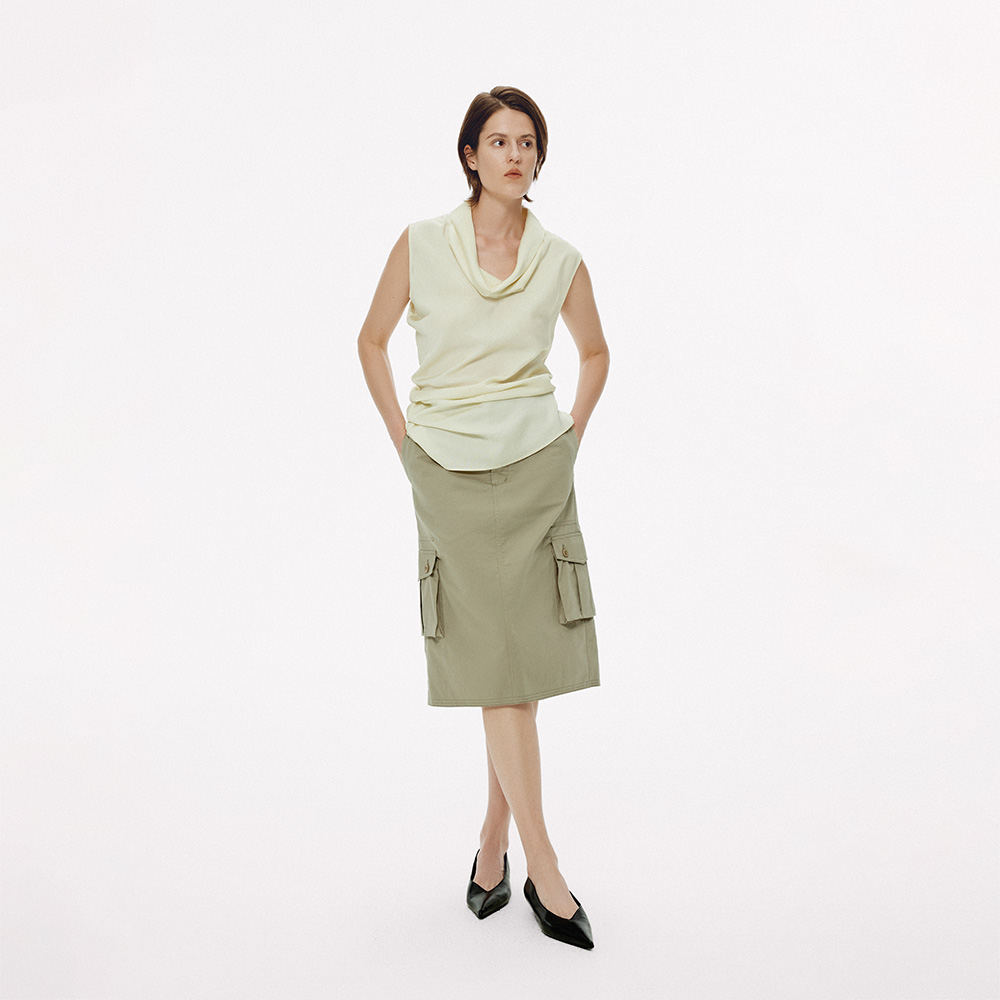 白弓H型通勤工装半身裙