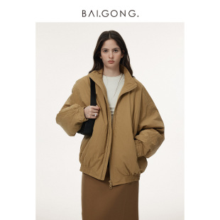 面包服外套 蓬松轻盈感短款 白弓90白鸭绒羽绒服女2023年冬季 新款