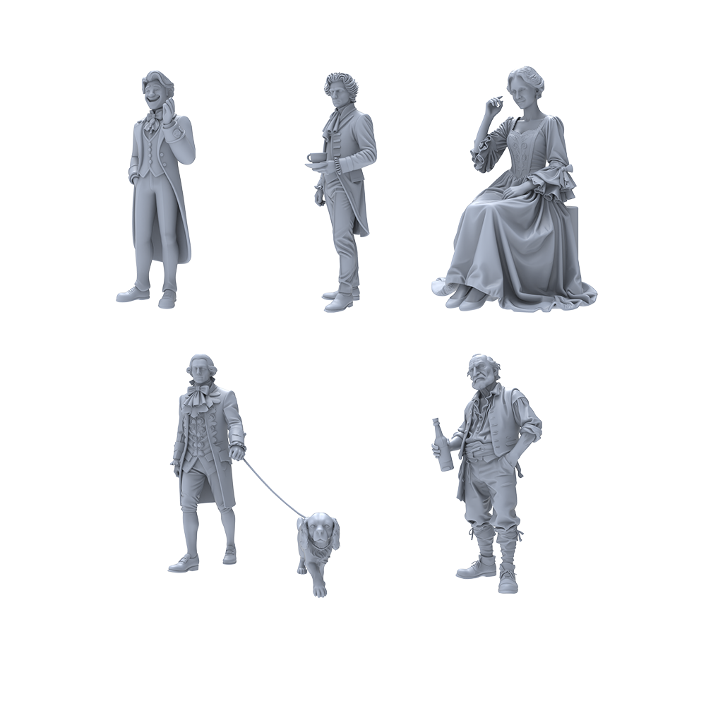 欧式古典生活场景树脂6 件套装 复古绅士淑女 + 宠物犬 未上色,玩具/童车/益智/积木/模型,其他模型玩具,淘宝优惠券,粉丝福利购,淘宝优惠卷