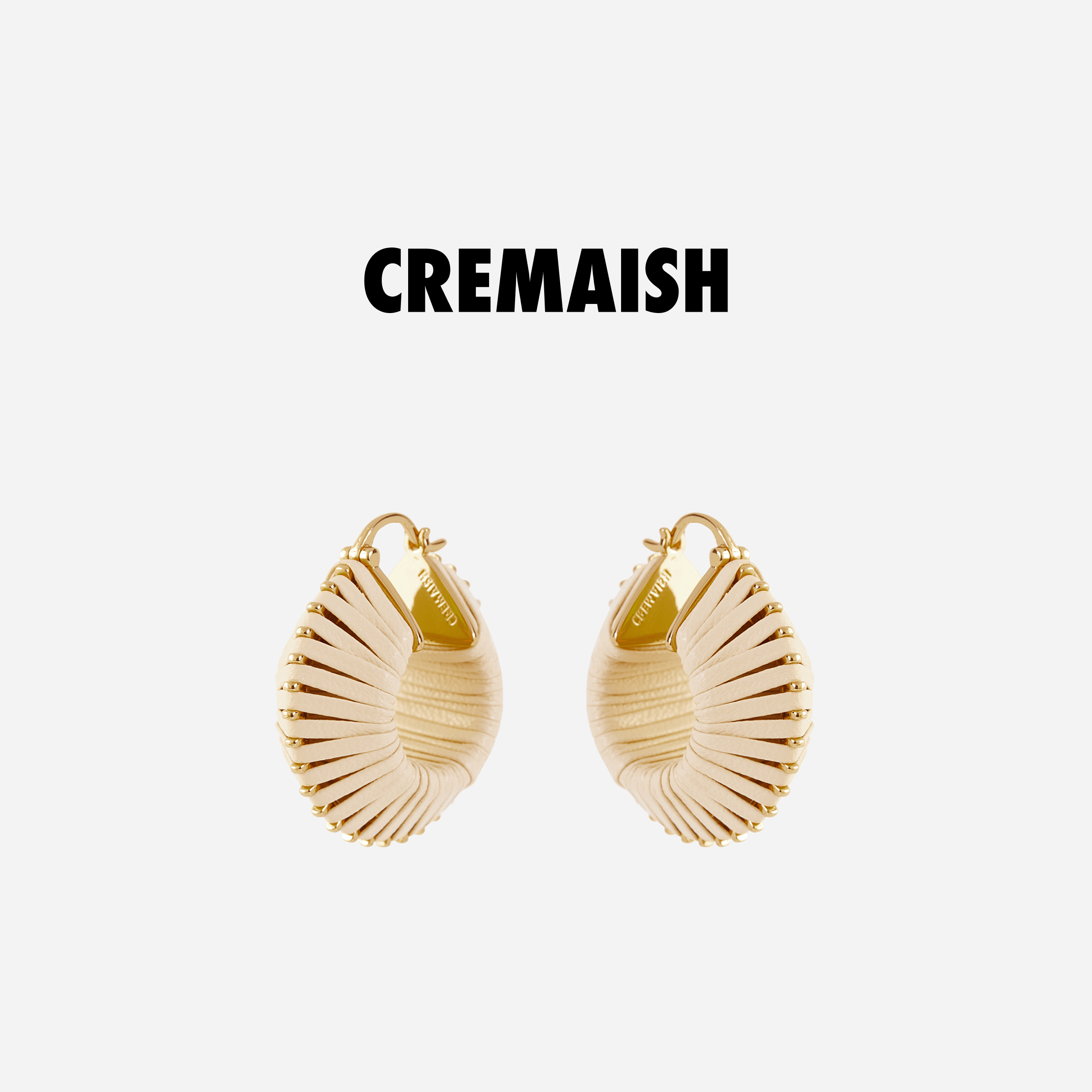 CREMAISH时髦百搭牛皮编织耳环