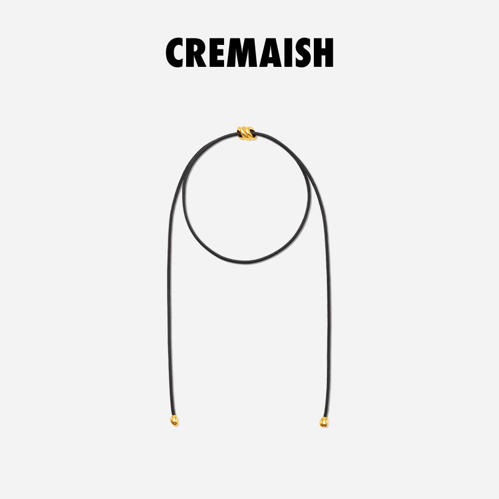 CREMAISH 咖啡豆皮绳项链 铜镀18K金高级感气质简约百搭锁骨链女