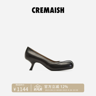 轻奢气质百搭真皮女鞋 时尚 秋冬 方头小高跟鞋 CREMAISH