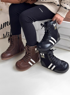 netx LONG女童靴子2025秋冬季新款儿童马丁靴小女孩黑色运动单靴