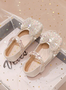 netx GJLG 女童公主鞋2025新款皮鞋水晶儿童鞋真皮水钻演出鞋单鞋