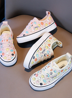 netx sara儿童帆布鞋2025春秋季新款女童一脚蹬布鞋印花男童板鞋