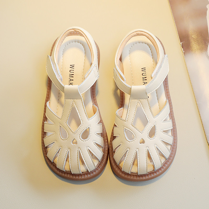 NextLong女童鞋2025年夏季新款儿童凉鞋女软底宝宝真皮包头公主鞋