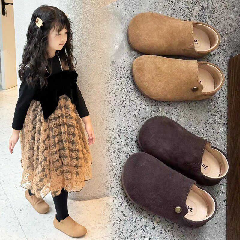 netx inss儿童勃肯鞋2025春秋新款男童皮鞋女童宝宝豆豆单鞋真皮