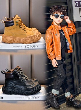 netx inss男童马丁靴2025秋冬新款女童大棉鞋儿童雪地靴真皮靴子