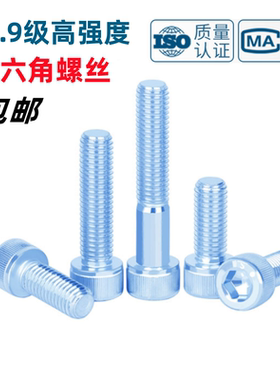 12.9级镀锌内六角螺丝钉ISO4762圆柱头螺栓M2M3M4M5M6M8M10M12M20