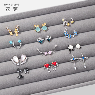 宝剑恶魔s925纯银耳钉精致小巧耳饰女高级感百搭 花芽原创