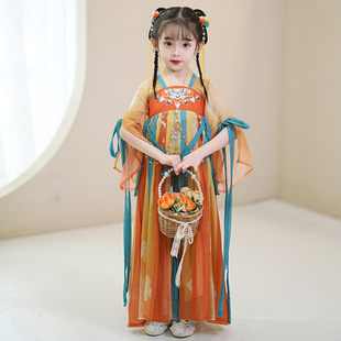 儿童汉服中国风齐胸连衣裙春秋季新款超仙古风 超薄丝稠 透气襦裙