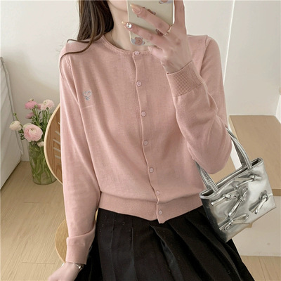 春装2025新款粉色薄款针