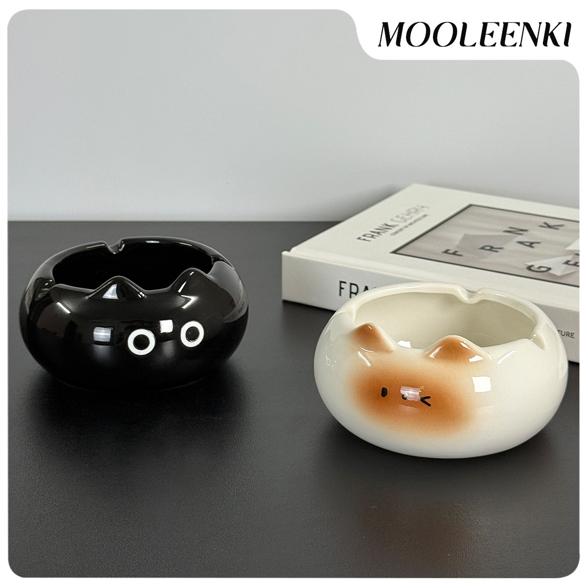 慕伦奇暹罗猫烟灰缸可爱创意陶瓷烟缸防飞灰家用客厅办公室摆件