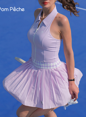 【新品】PomPeche彭派奇网球裙女高腰防走光户外短裙上衣套装女