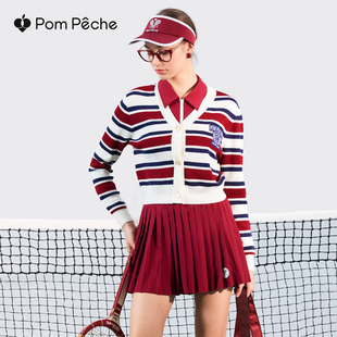 PomPeche彭派奇网球服上衣服女短裙百褶裙运动套装背心羊毛衣开衫