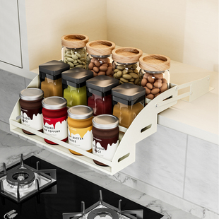 不锈钢吊柜升降拉篮厨房橱柜下拉式调料架调味拉篮顶柜收纳置物架