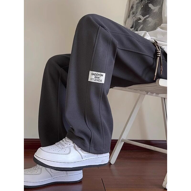 仓树一石卫裤男款春秋季潮牌高级感长裤子痞帅运动直筒宽松休闲裤