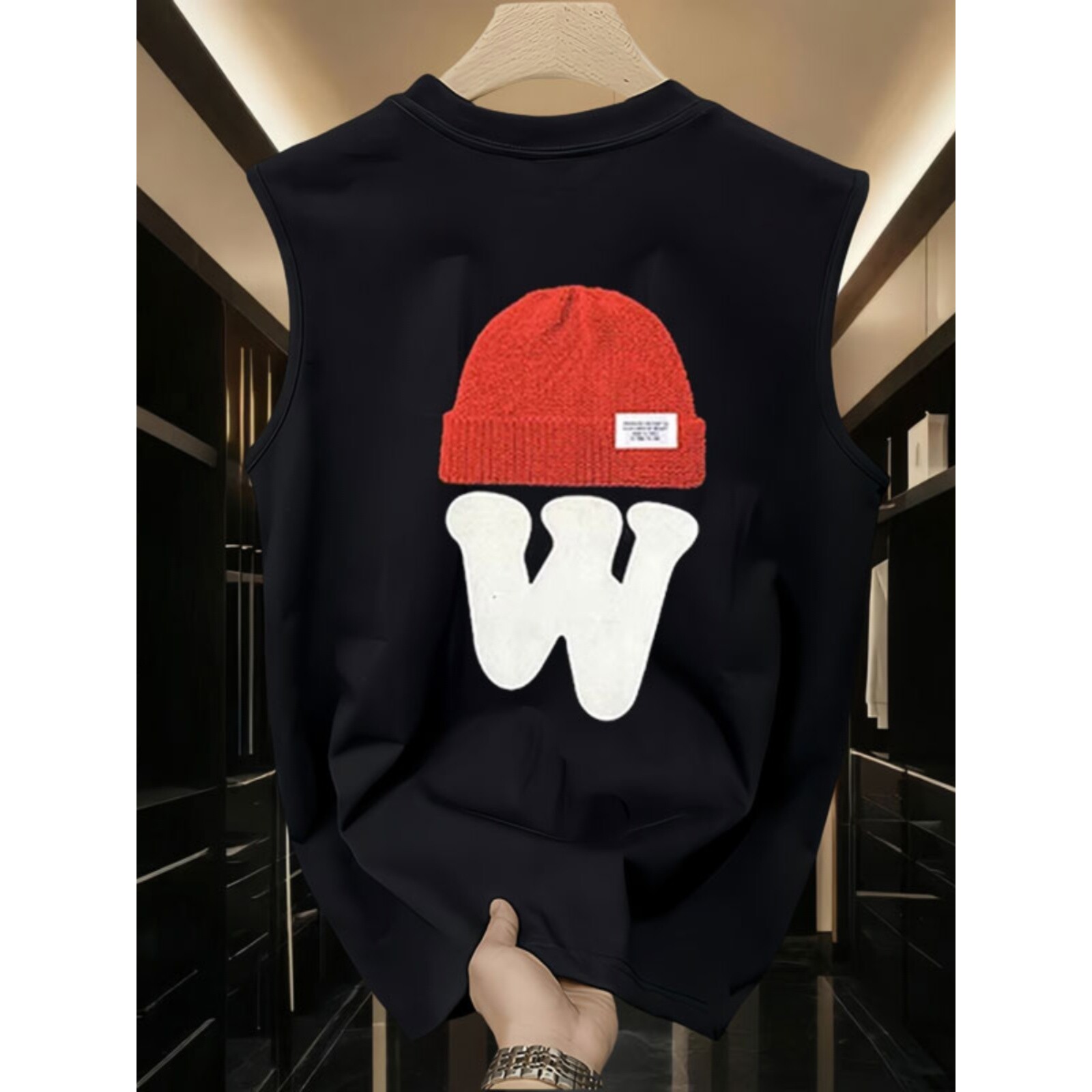 仓树一石背心男款夏季美式潮牌宽松运动纯棉t恤男士无袖圆领坎肩