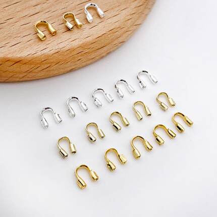 14k包金保色U型护线器马蹄扣护线收尾扣手链项链串珠材料手工配件