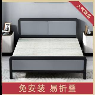 不占空间1米2宽的12单人床租房专用双人铁床折叠床加厚加固铁艺床