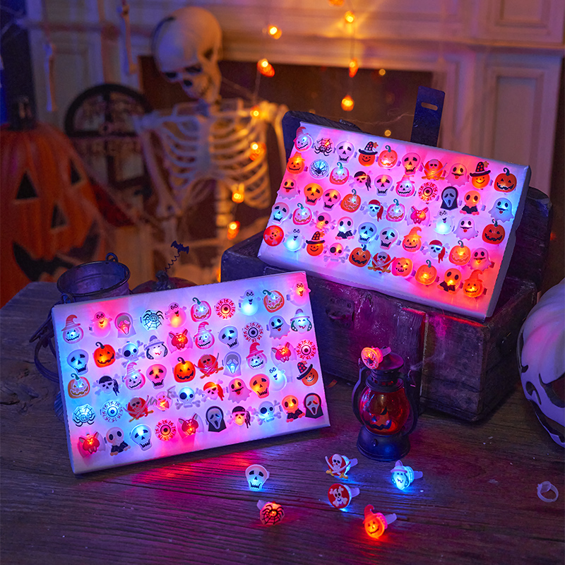 万圣节小礼物幼儿园儿童玩具发光道具恶魔幽灵南瓜灯戒指项链装饰