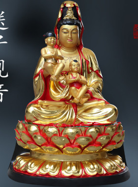 寺庙送子观音娘娘佛像送子家用摆件树脂玻璃钢材质佛具观世音菩萨