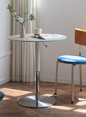 轻奢可升降岩板小圆桌餐桌家用小户型客厅阳台沙发边几茶几床边桌