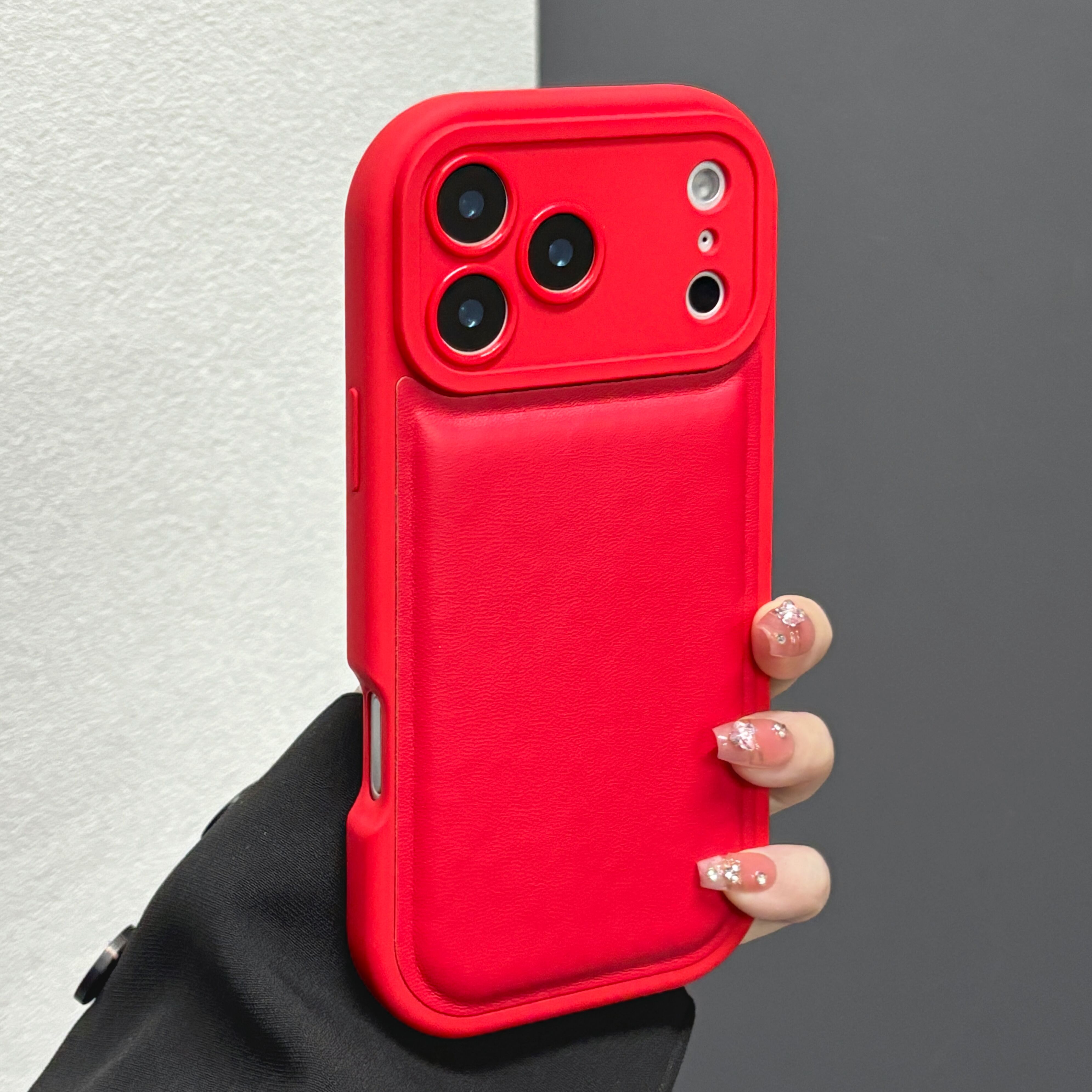 红色气垫皮质防摔手机壳