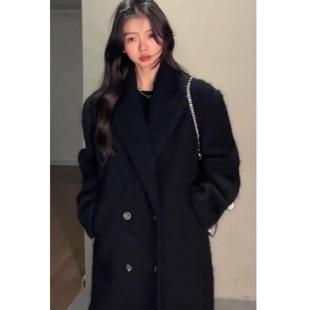 羽绒内胆西装 白鹅绒黑色大衣女长款 加厚羊绒毛呢外套 新款 2025冬季