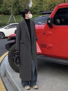 式 西装 毛呢外套 高级感灰色大衣女赫本风羊毛呢子长款 2025秋冬新款