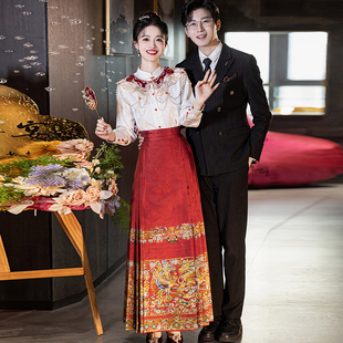 新中式敬酒服2025新款红色订婚礼服女高级感结婚马面裙婚服套装冬