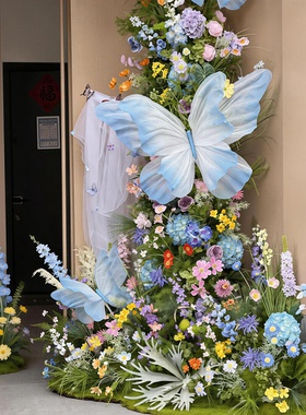 莫奈花园造景仿真花之窗瀑布橱窗