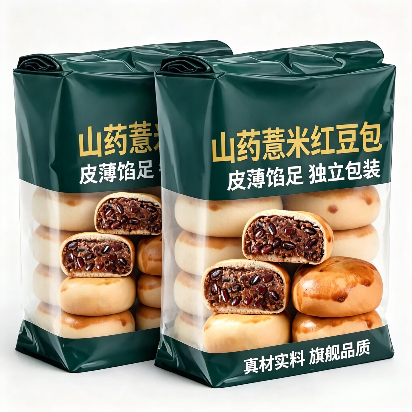 山药薏米红豆包夹心粘豆包独立装图片