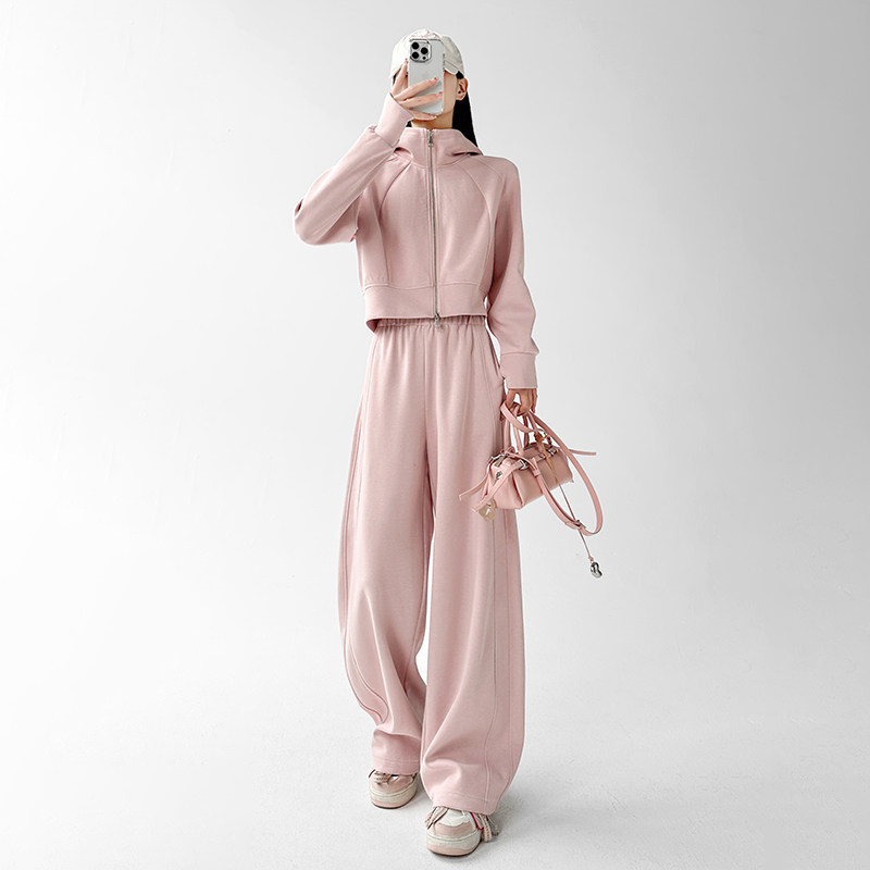MDCW米兰风运动套装女春秋2025新款连帽卫衣直筒卫裤两件套